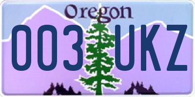 OR license plate 003UKZ