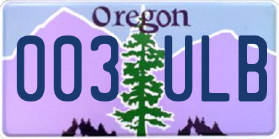 OR license plate 003ULB