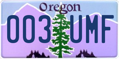 OR license plate 003UMF
