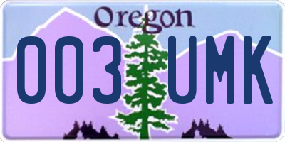 OR license plate 003UMK