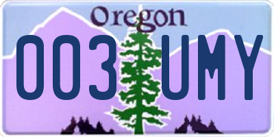 OR license plate 003UMY