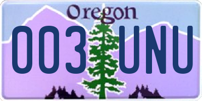 OR license plate 003UNU