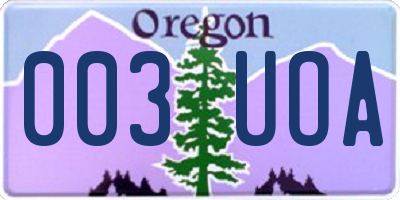 OR license plate 003UOA