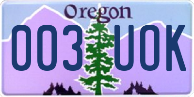 OR license plate 003UOK
