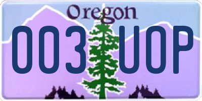 OR license plate 003UOP