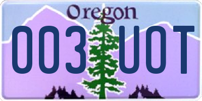 OR license plate 003UOT
