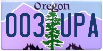 OR license plate 003UPA