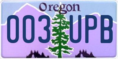 OR license plate 003UPB