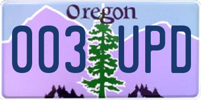 OR license plate 003UPD