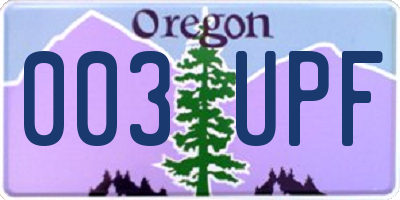 OR license plate 003UPF