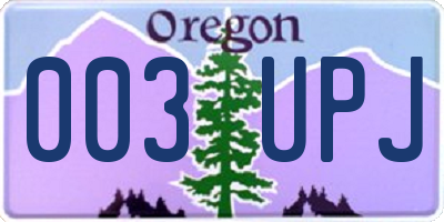 OR license plate 003UPJ