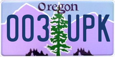OR license plate 003UPK