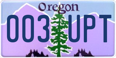 OR license plate 003UPT