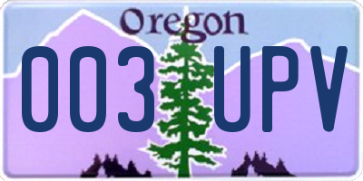 OR license plate 003UPV
