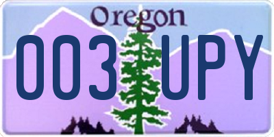 OR license plate 003UPY