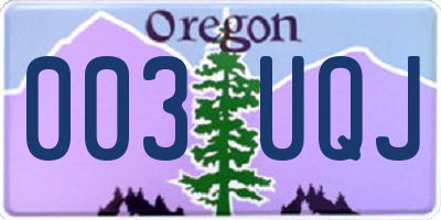 OR license plate 003UQJ