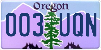 OR license plate 003UQN