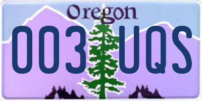 OR license plate 003UQS