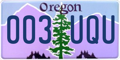 OR license plate 003UQU