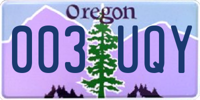 OR license plate 003UQY