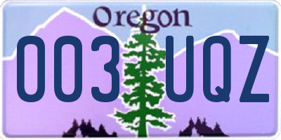 OR license plate 003UQZ