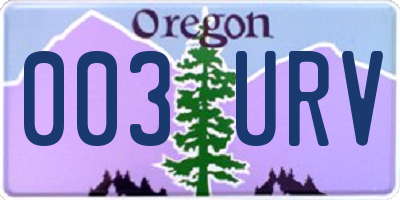 OR license plate 003URV