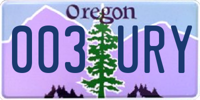 OR license plate 003URY