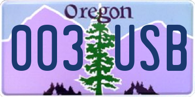 OR license plate 003USB
