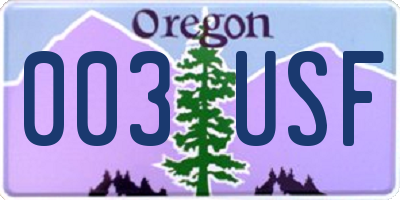 OR license plate 003USF