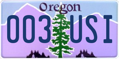 OR license plate 003USI
