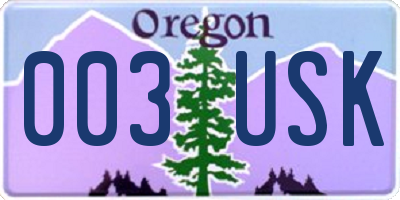 OR license plate 003USK