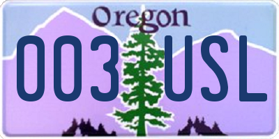 OR license plate 003USL