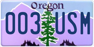 OR license plate 003USM