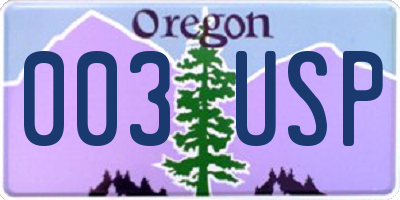 OR license plate 003USP