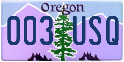 OR license plate 003USQ