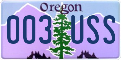 OR license plate 003USS