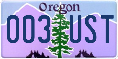 OR license plate 003UST