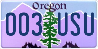 OR license plate 003USU