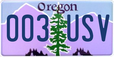 OR license plate 003USV