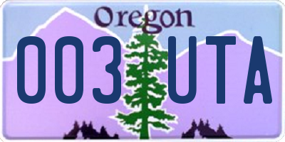 OR license plate 003UTA