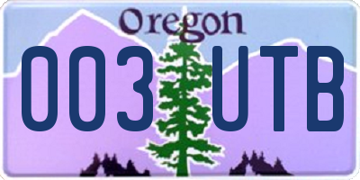 OR license plate 003UTB