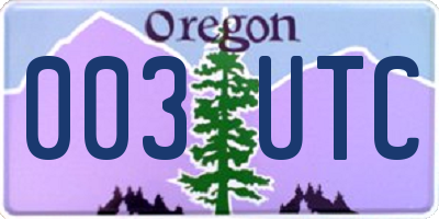 OR license plate 003UTC