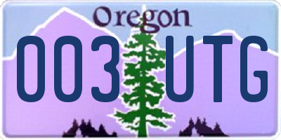 OR license plate 003UTG