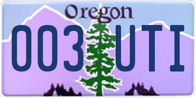 OR license plate 003UTI