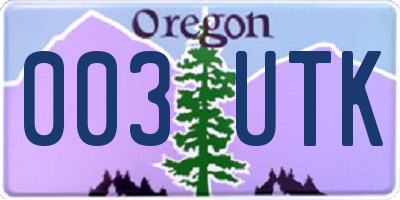 OR license plate 003UTK