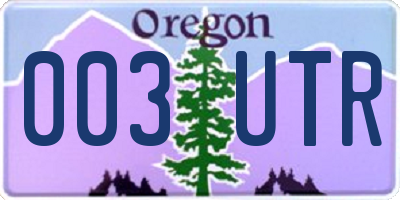 OR license plate 003UTR