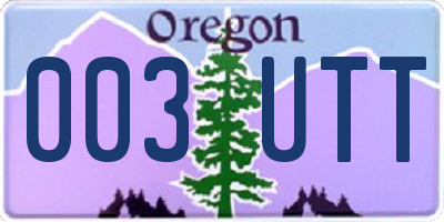 OR license plate 003UTT