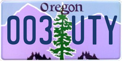 OR license plate 003UTY
