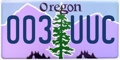 OR license plate 003UUC