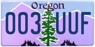 OR license plate 003UUF